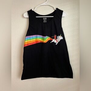 Marvel Black Deadpool unicorn rainbow Tank Top size L